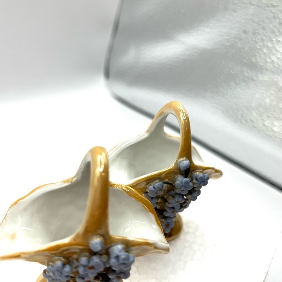 2 Vintage Elfinware Miniature Basket with Blue Flowers Made in Germany - Picture 13 of 16